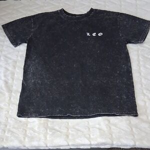 Forever 21 Black Acid-Wash Tee with White Gothic Chest Print